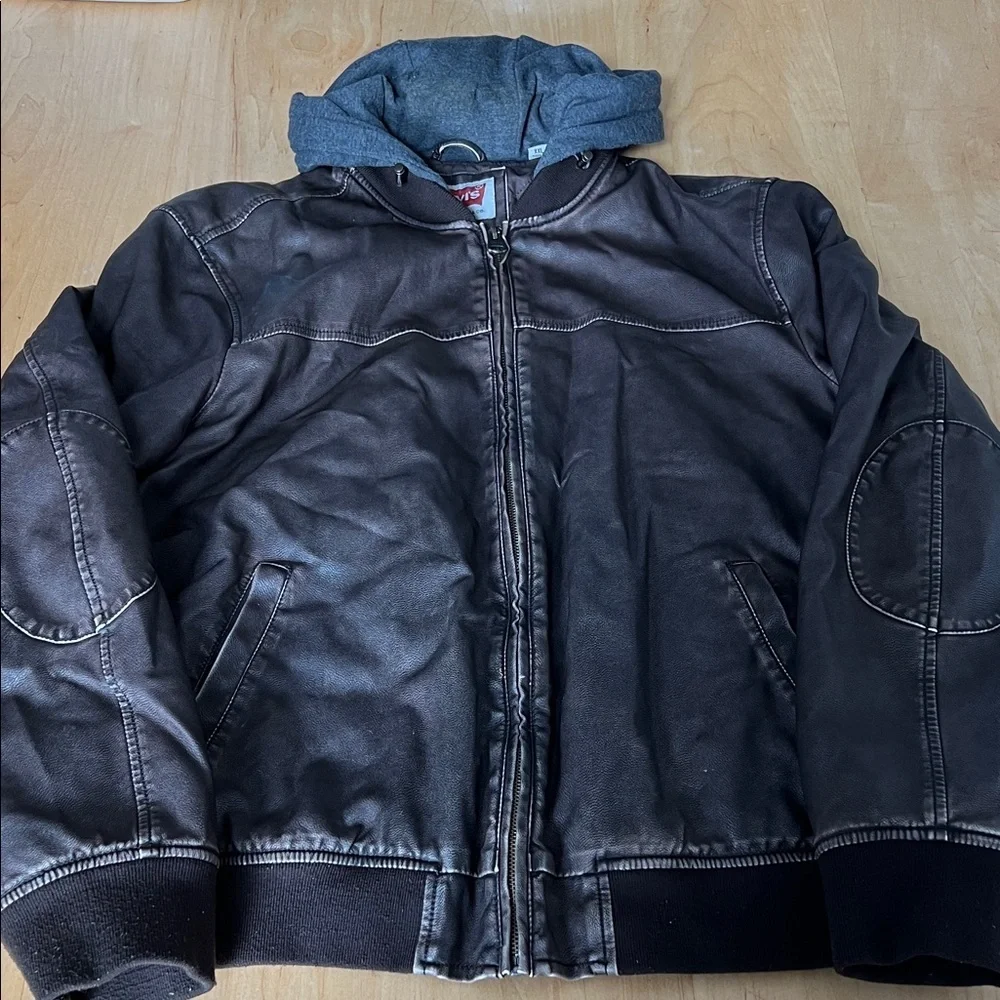 Levi's Brown Bomber Jacket with Gray Hood